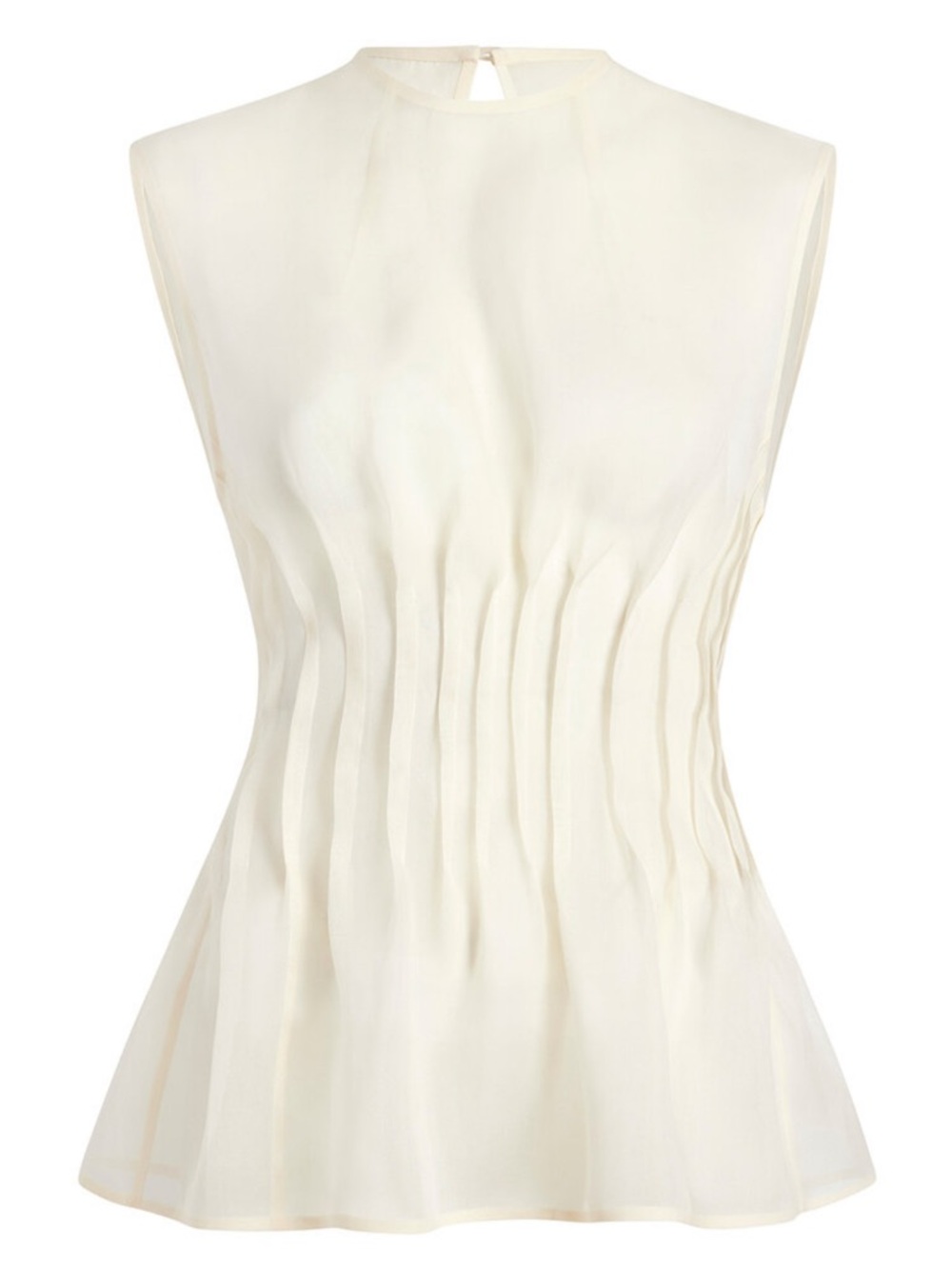 KHAITE Sheer Cream Sleeveless Silk Blouse - Picture 2 of 8
